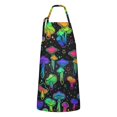 thumbnail image 1 of Rainbow Mushroom Neon Black Pattern Apron-Garden Aprons for Women with Pockets-Cotton Linen Waterproof Kitchen Cooking Gardening Aprons Adjustable for Kitchen,Cooking,BBQ and Salon 33x27 Inch, 1 of 7