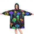 thumbnail image 1 of Rainbow Mushroom Neon Black Pattern Wearable Oversized Blanket,Wearable Blanket Hoodie for Adults,Cozy Hooded Blankets with Super Pockets,Super Warm Fuzzy Pullover for Women & Men, 1 of 6