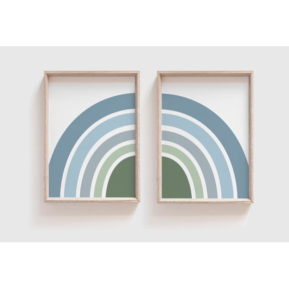 Rainbow Muted Blue Rainbow Poster Set Nursery Poster, , Poster Only