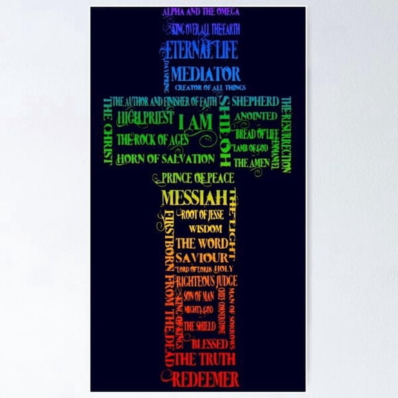 Rainbow Names Of Jesus Cross Poster, Poster Only