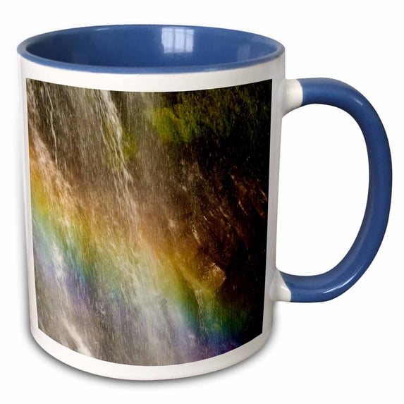 3drose, Rainbow, Narada Falls, Mount Rainier National Park, Usa, 15oz Two-tone Blue Mug