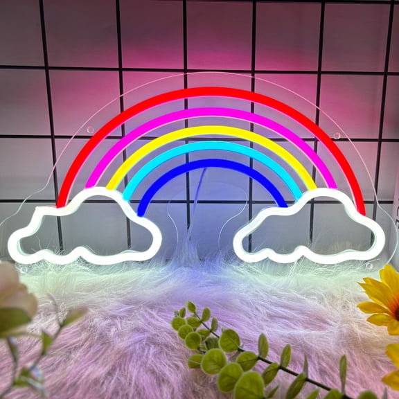 Rainbow Neon Sign for Wall Decor, Rainbow Led Signs for Home Decor, Dimmable Neon Light Sign for Bedroom, Game Room, Living Room, Bar Decoration, USB Powered Light Up Signs for Man Cave