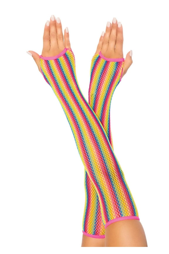 Rainbow Net Fishnet Arm Warmers