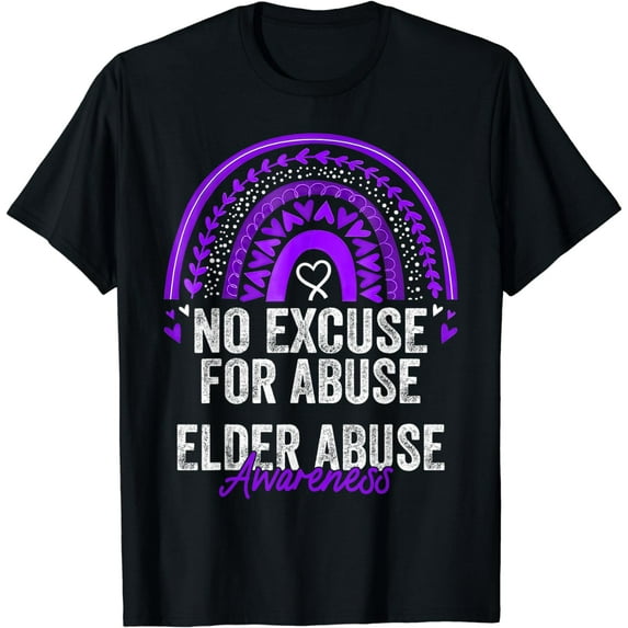 Rainbow No Excuse For Elder Abuse Awareness T-Shirt