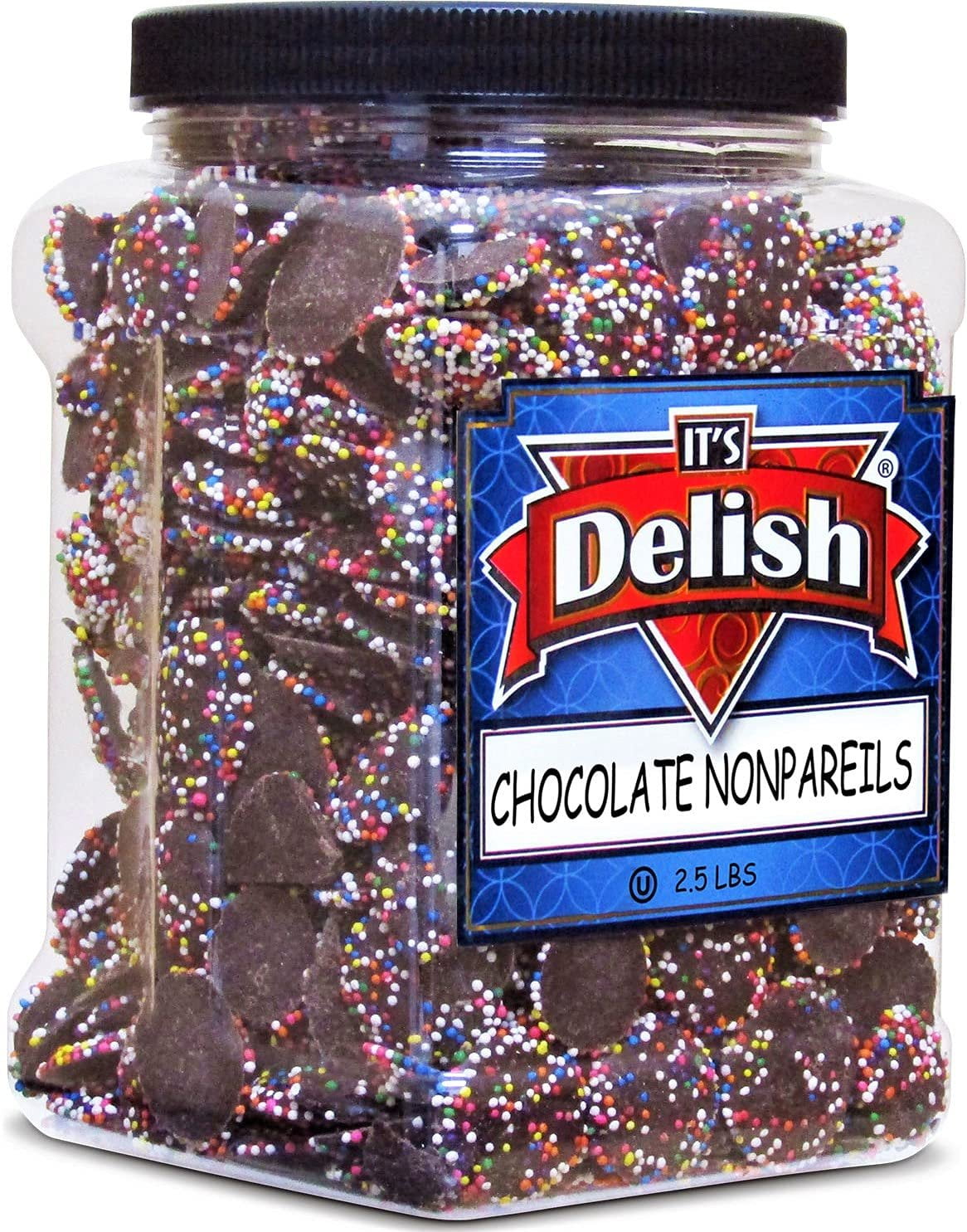 Rainbow Nonpareils Coated Dark Chocolate Discs by It's Delish, 2.5 Lbs ...