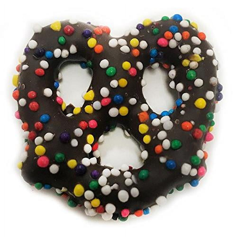 Rainbow Nonpareils Dark Chocolate Covered Pretzels By , 1 Lb Bulk Bag