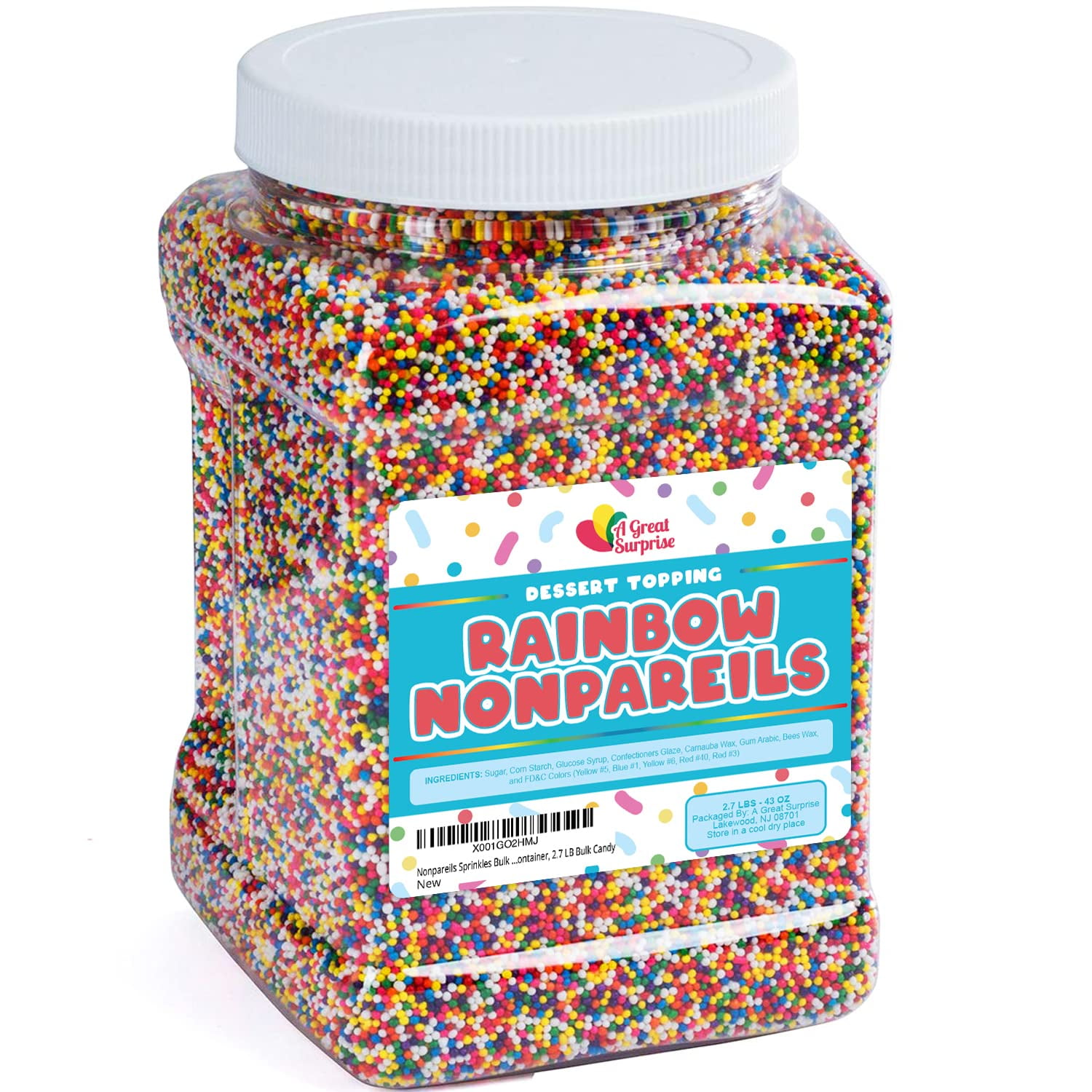 Rainbow Nonpareils Sprinkles 2.7 Pounds Bulk Ice Cream Sprinkles
