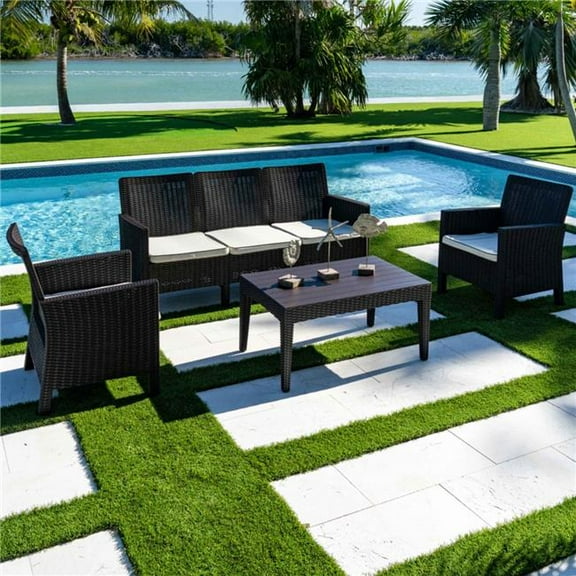 Rainbow RBO-NOVA-BRW-4PC-S Nova 4 Piece Sofa Set with Cushion, Brown