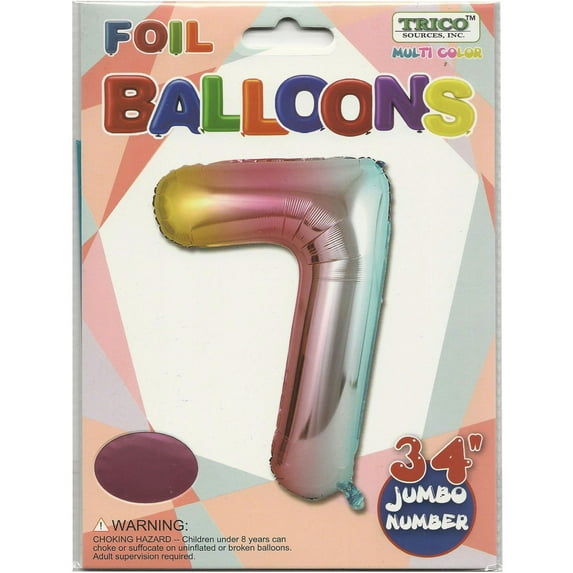 Rainbow Number 7 Balloon 34"