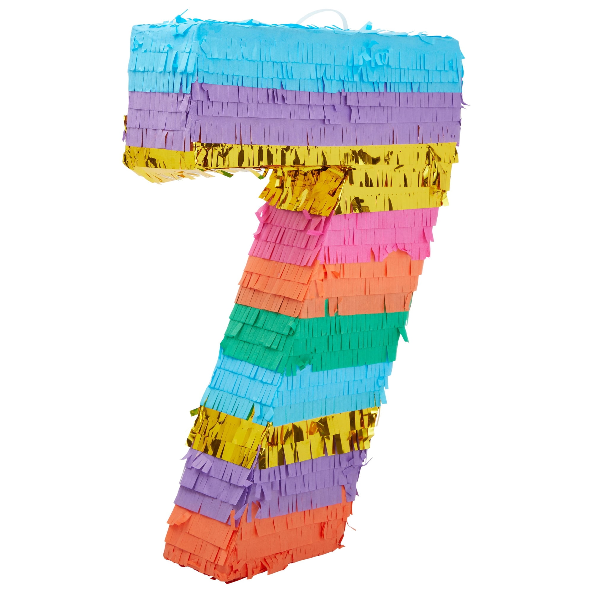 BLUE PANDA Rainbow Number 7 Pinata for Kids Ages 3-14 Birthday Party Decorations, Fiesta, Cinco de Mayo Celebration, Small (12 x 3 x 16.75 In)
