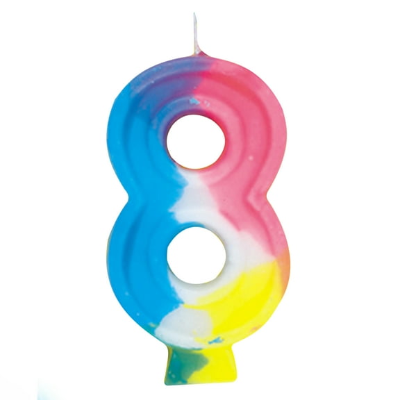 Rainbow Number 8 Birthday Candle