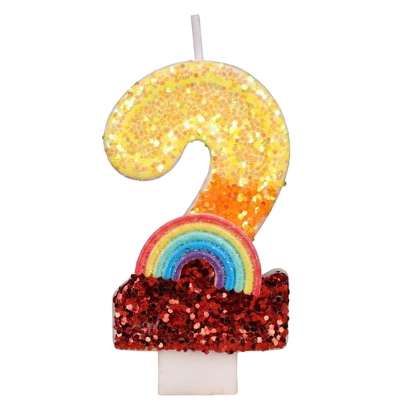 Rainbow Number Candle, Gradient Rainbow Candles for Cakes, Number 2 Candle Rainbow Cake Topper for 2th Birthday Decorations, On Cloud 2 Birthday Decorations, Gradient Rainbow Number 2