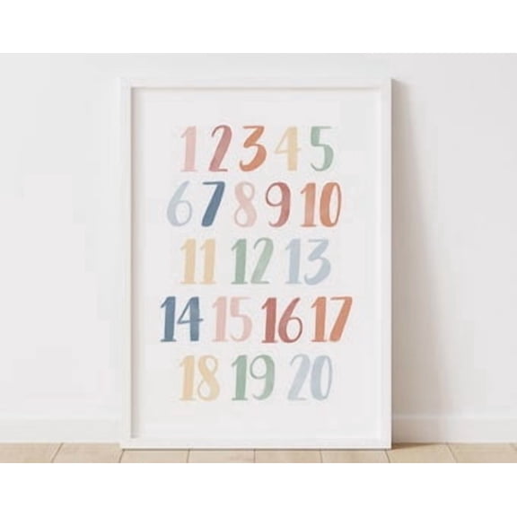 Rainbow Numbers Poster Numbers 120 Poster Educational Wall Art Kids Room Decor Rainbow Classroom Decor , Poster Print Only
