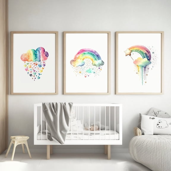 Rainbow Nursery Wall Art Gold Boho, Poster Only