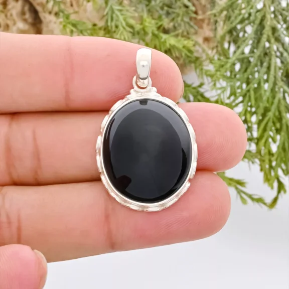 Rainbow Obsidian Oval Gemstone Sterling Silver Pendant Necklace For Women Gift