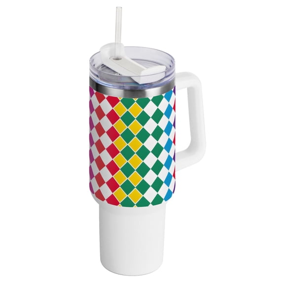 Rainbow Of Colors 40 oz Tumbler with Handle Insulated&nbsp;Travel Mug&nbsp;Lid Straw Leak Proof Steel Vacuum Water Bottles Glasses Fits in Car Cup Holder