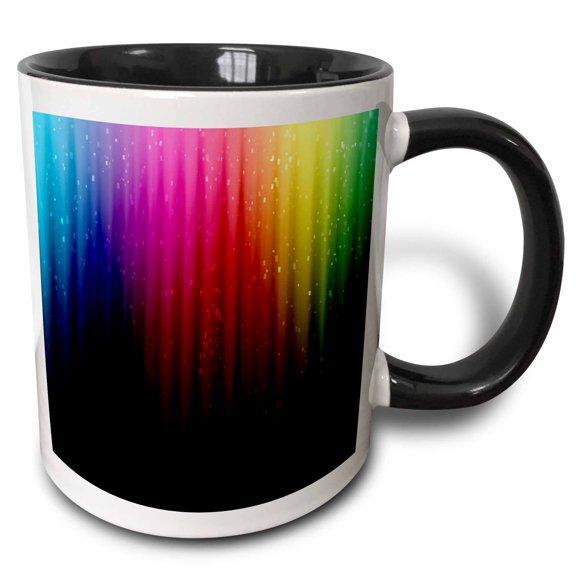 3drose, Rainbow of Colors and Light - Multi Colors Span This Creative Rainbow Styled Design, 15oz Two-tone Black Mug