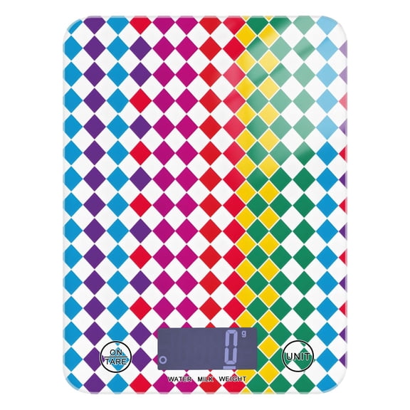 Rainbow Of Colors Food Scale Digital Kitchen Scale Waterproof Tempered Glass Tare Function 11 lb for Baking Cooking Meal Prep