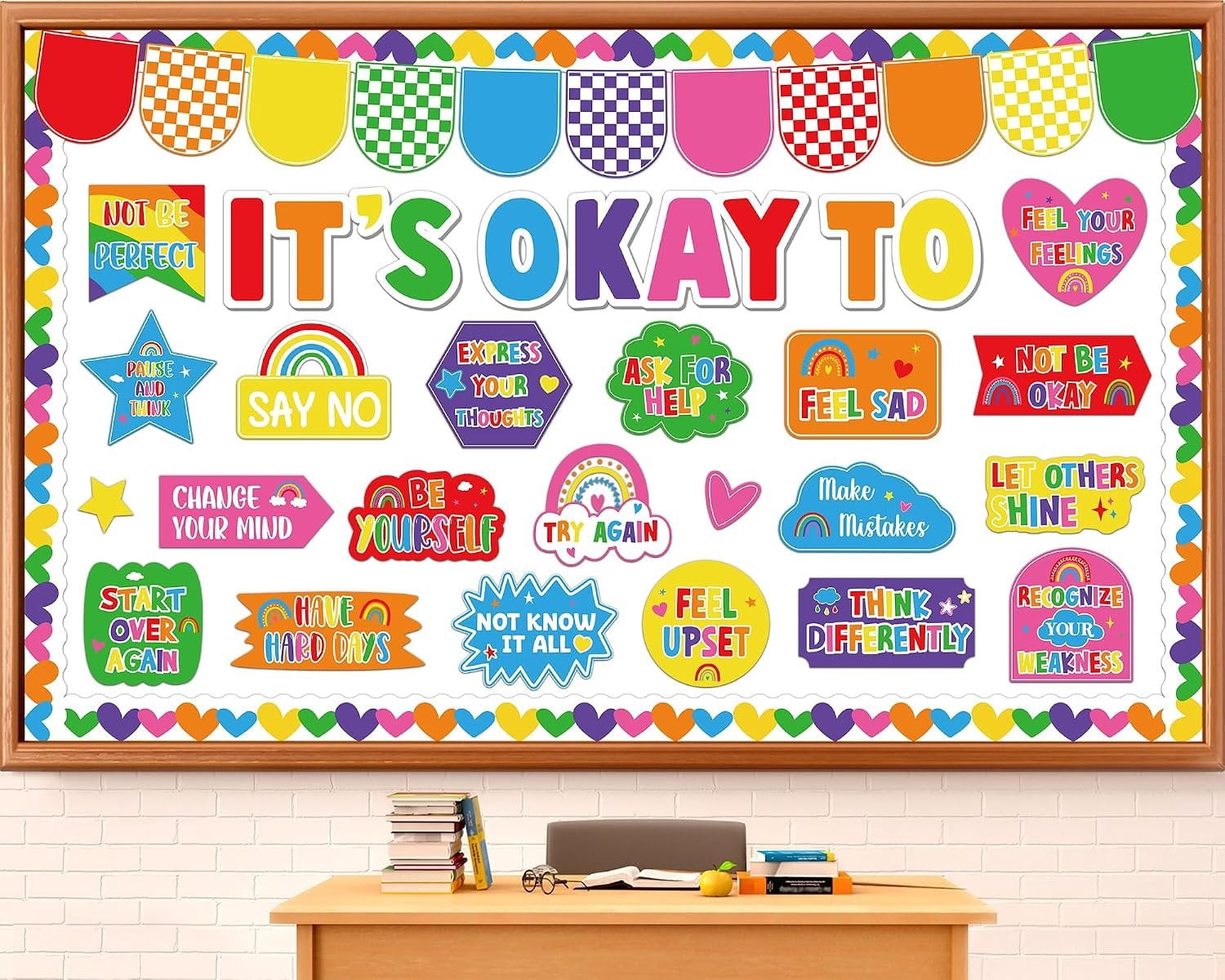 Rainbow It's Okay to Bulletin Board Set Mental Classroom Decor Colorful ...