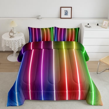 BeddingOutlet 3-Piece Rainbow Teen Bedding Duvet Cover Set – Twin/Full/Queen Sizes