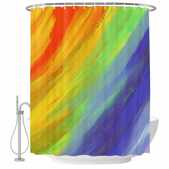 Rainbow Ombre Fabric Shower Curtain Gradual Color Oil Painting Watercolor Washable Shower Curtains for Bathroom, Waterproof Bath Curtain with Hooks Home Decor 36x72in