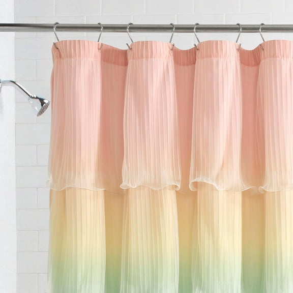 Rainbow Ombre Nerina Ruffled Shower Curtain Single 72" W x 72" L Rainbow - Colorful Shower Curtains for Bathroom - Kids Bathroom Decor