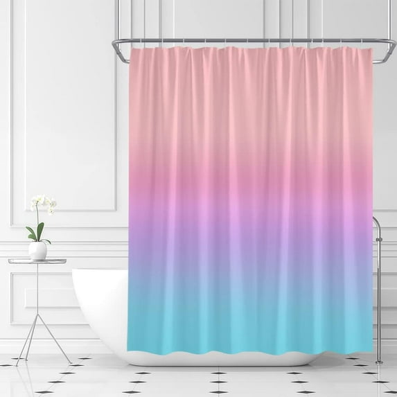Rainbow Ombre Shower Curtain Gradient Colorful Teal Purple Fabric Bathroom Curtains Decor Set with Hook(72" Wx84 H)