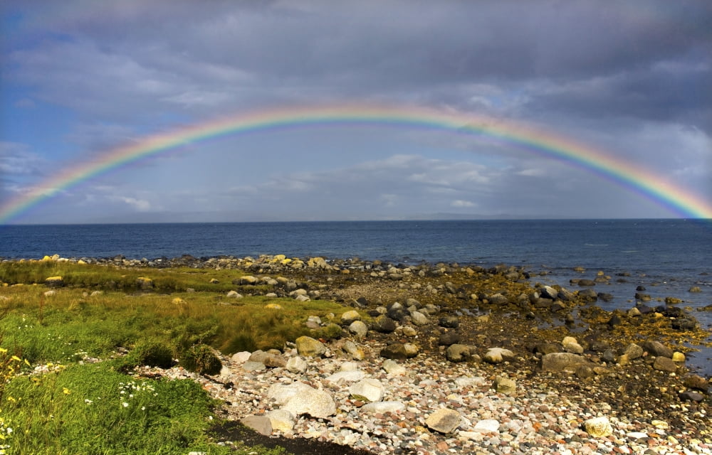Rainbow On The Island Of Arran Scotland Canvas Art - John Short Design Pics (18 x 11)