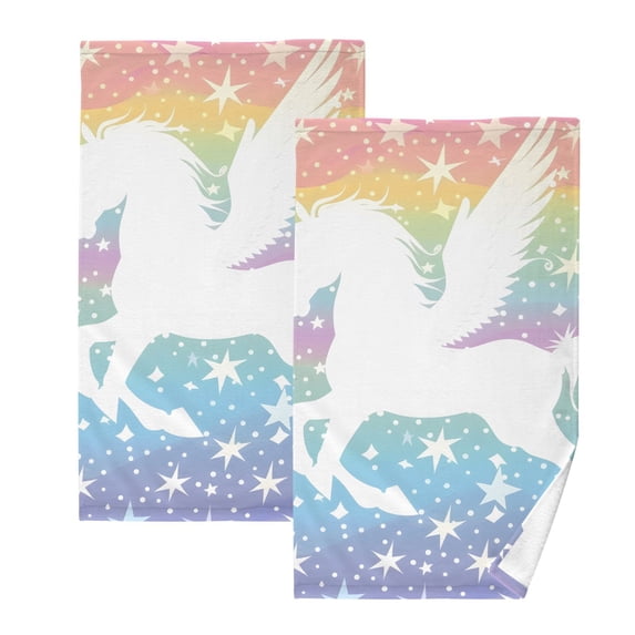 Rainbow Or Unicorn and Stars Hand Towel Bath Towels Face Towels Cotton Absorbent for Home Hotel Spa Swimming Yoga Sports Decorative Towel Set of 2