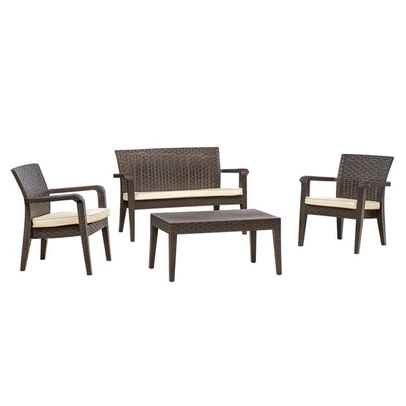 Rainbow Outdoor Alaska 4 Piece Seating Set with Cushions, Brown