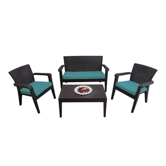 Rainbow Outdoor Alaska 4 Piece Seating Set with Cushions - Brown
