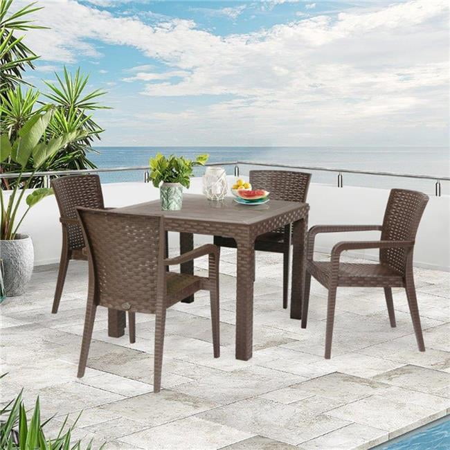 Rainbow RBO-ALBERTA-BRW-5DA Alberta 5 Piece Dining Set, Brown - Walmart ...