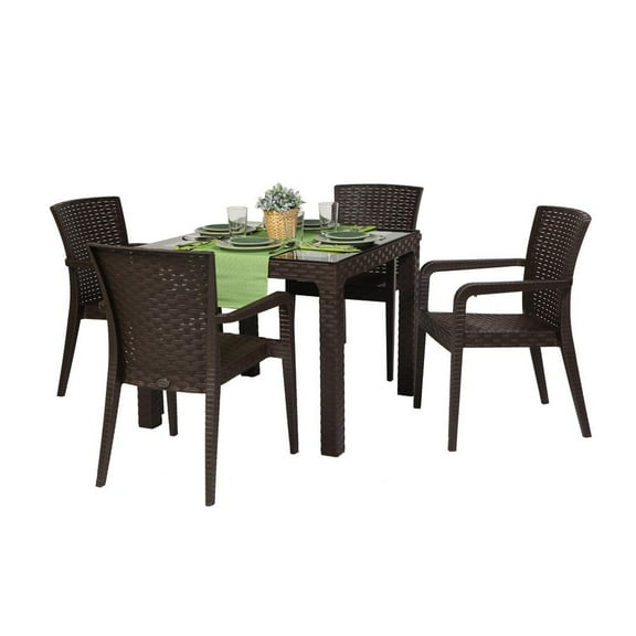Rainbow Outdoor Alberta 5-Piece Dining Set-Brown