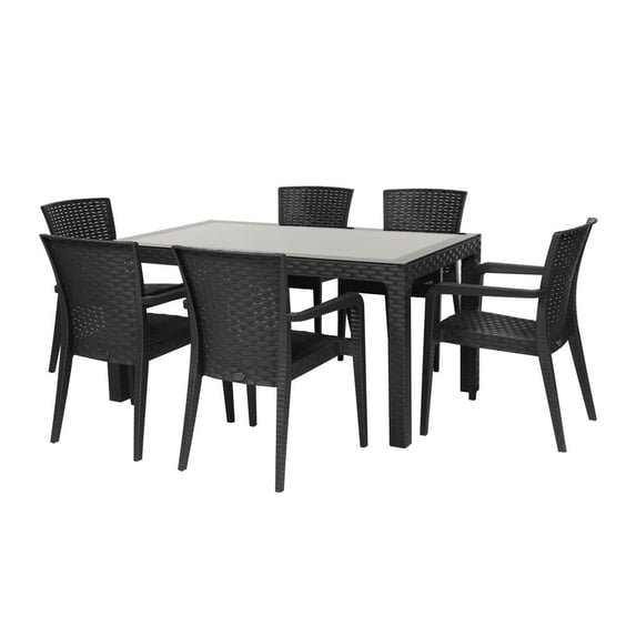 Rainbow RBO-ALBERTA-ANT-7DA Alberta 7 Piece Dining Set, Anthracite
