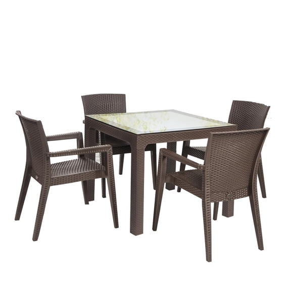 Rainbow Outdoor Montana 5-Piece Dining Set-Brown