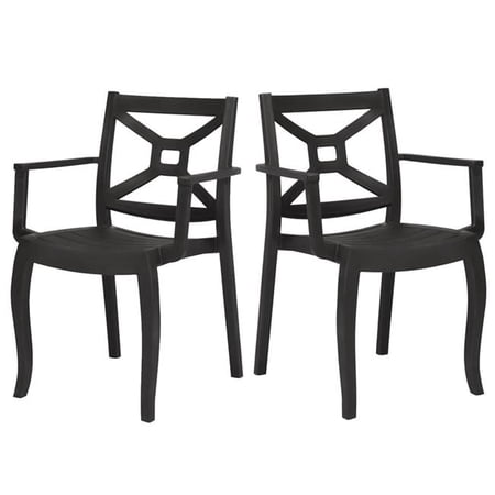 Rainbow RBO-ZEUSBOX-ANT-AC-SET2 20.47 x 22.24 x 33.07 in. Zeus Stackable Armchairs, Anthracite - Set of 2