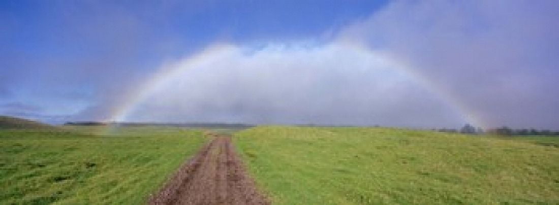 Rainbow Over A Landscape Kamuela Big Island Hawaii USA Canvas Art - Panoramic Images (18 x 7)
