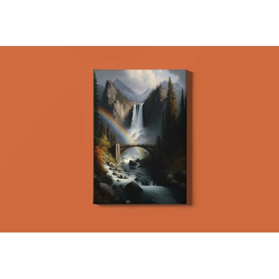 Rainbow Over Bridge Wall Art Print, Unframed Paper Poster 24x36in