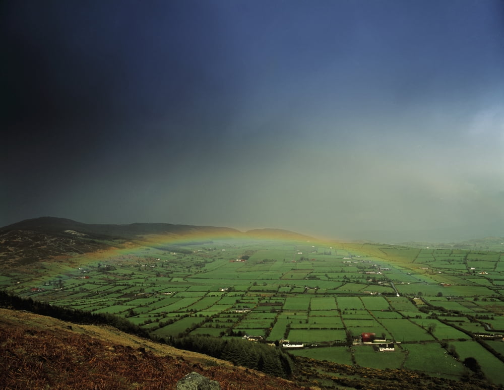 Rainbow Over Fields In Slieve Gullion Co Armagh Ireland Canvas Art - The Irish Image Collection Design Pics (32 x 26)