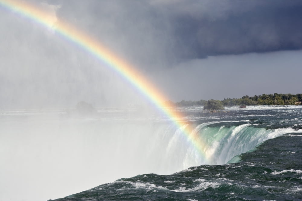 Rainbow Over Horseshoe Falls Niagara Falls Ontario Canada Canvas Art - Darwin Wiggett Design Pics (17 x 11)
