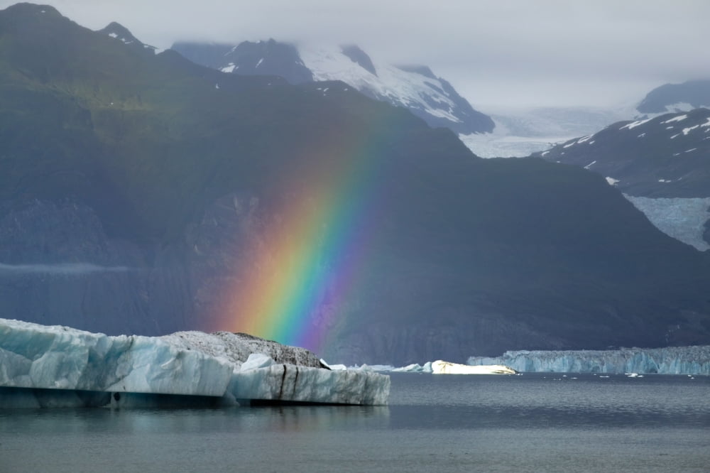 Rainbow Over Iceberg On Alsek Lake Glacier Bay National Park StElias Mtns Southeast Alaska Summer Canvas Art - Michael DeYoung Design Pics (17 x 11)