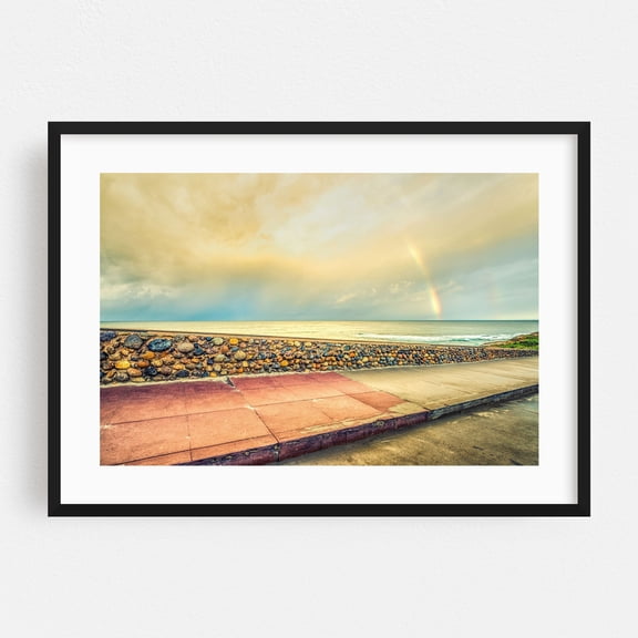 Rainbow Over La Jolla - San Diego California Photography Beach Coast Ocean Seascape Scenic Landscape Black Framed Wall Art Print 5 x 7 inches