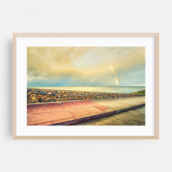Rainbow Over La Jolla - San Diego California Photography Beach Coast Ocean Seascape Scenic Landscape Oak Framed Wall Art Print 16 x 24 inches
