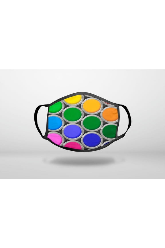 Rainbow Paint Cans - 3-Ply Reusable Soft Cloth Face Covering, Unisex, Cotton Inner Layer