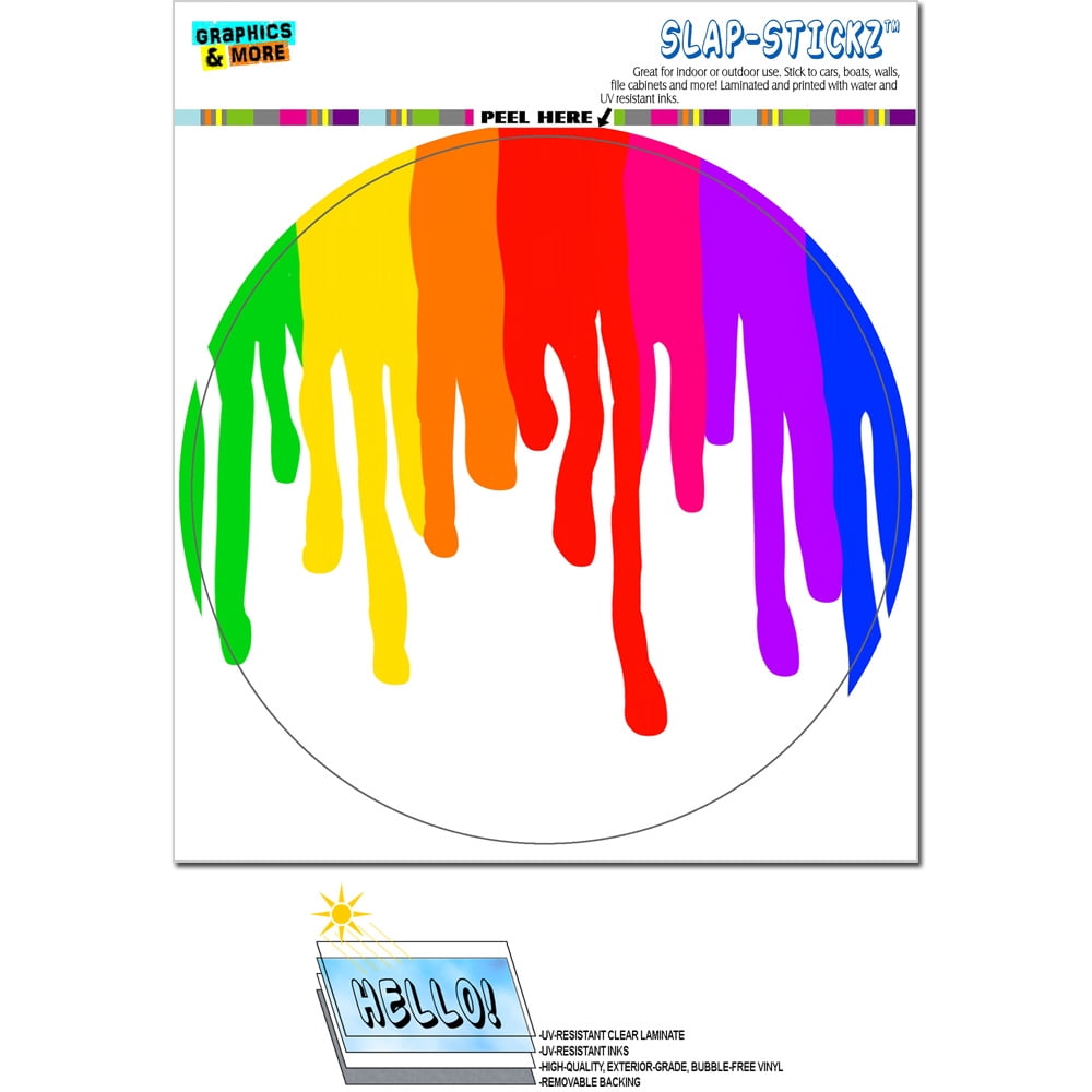 Rainbow Paint Drip - Pride Ink Colors Circle SLAP-STICKZ(TM) Premium ...