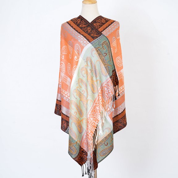 Rainbow Paisley Viscose Scarf, 200x70cm Lightweight Shawl & Wrap,200*70cm,16