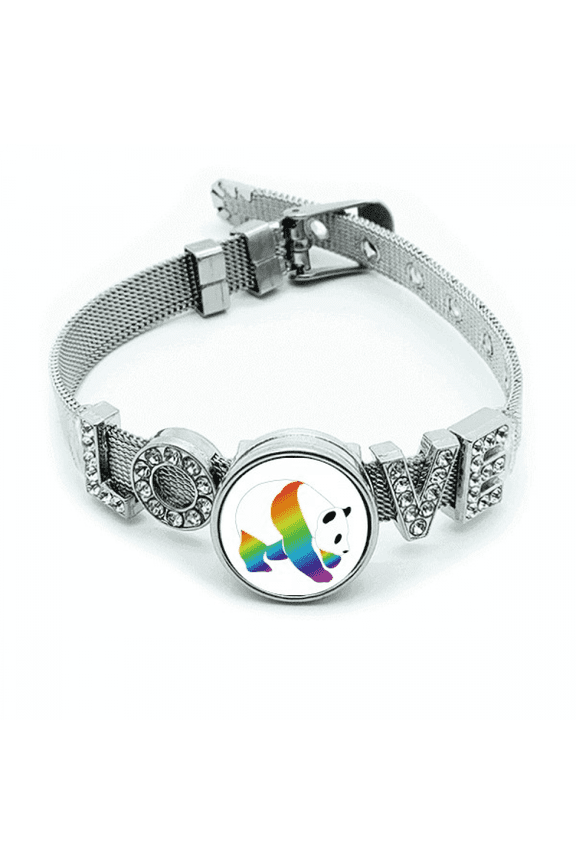 Rainbow Panda Mass Animals Bracelet Wristband Crystal Love Adjustable Bangle