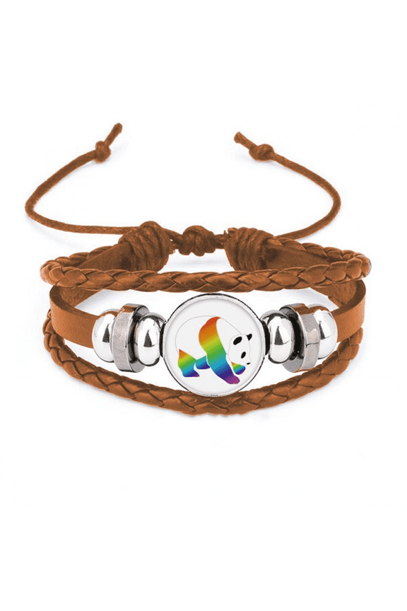 Rainbow Panda Mass Animals Bracelet Wristband Leather Jewelry Ornament