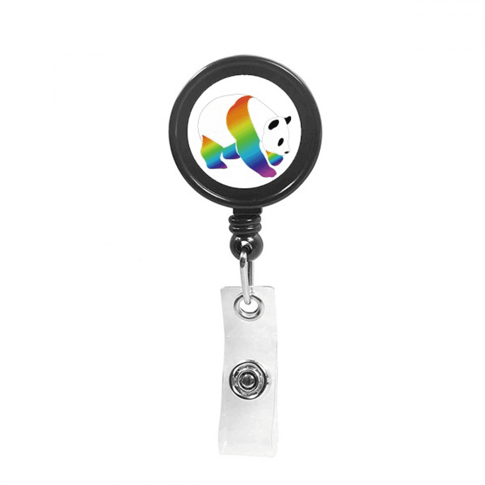 Rainbow Panda Mass Animals Retractable Keychain Badge Holder ID Badge