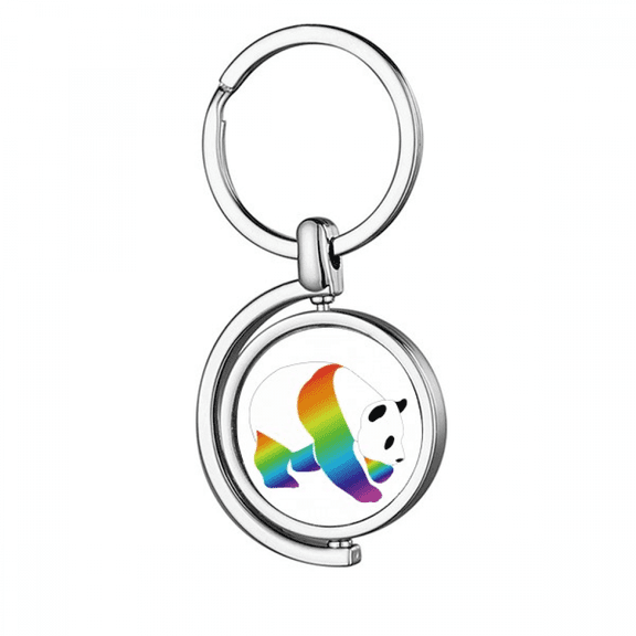 Rainbow Panda Mass Animals Rotating Keychain Metal Keyring Holder